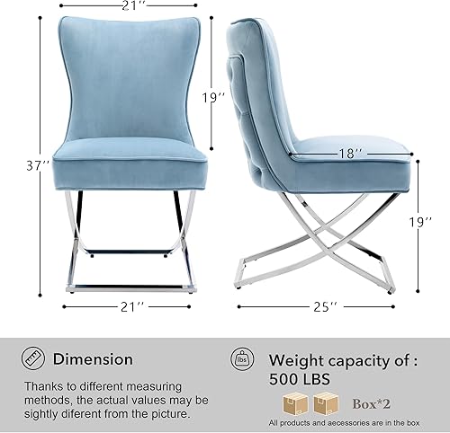 Miniatura 94 de LOULENS Elegance - Juego de 6 sillas de comedor de terciopelo, lujosas sillas de comedor tapizadas copetudas, sillas decorativas de terciopelo real
