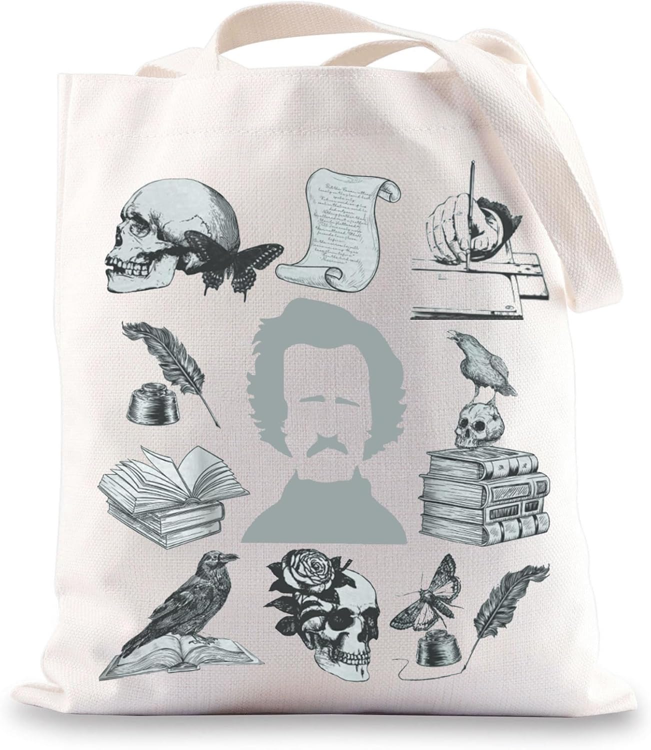 G2TUP The Raven Library Bag Romance Book Shoulder Bag Allan Poe Tote Bag Edgar Poe Gift Reusable Grocery Bag G2TUP The Raven Library Bag Romance Book Shoulder Bag Allan Poe Tote Bag Edgar Poe Gift Reusable Grocery Bag