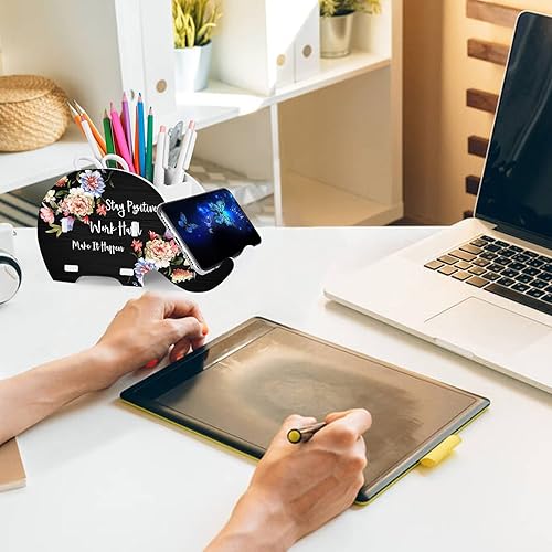 Miniatura 2 de Portalápices de elefante con soporte para teléfono y posavasos, organizadores extraíbles multifunción con soporte para teléfono, accesorios de