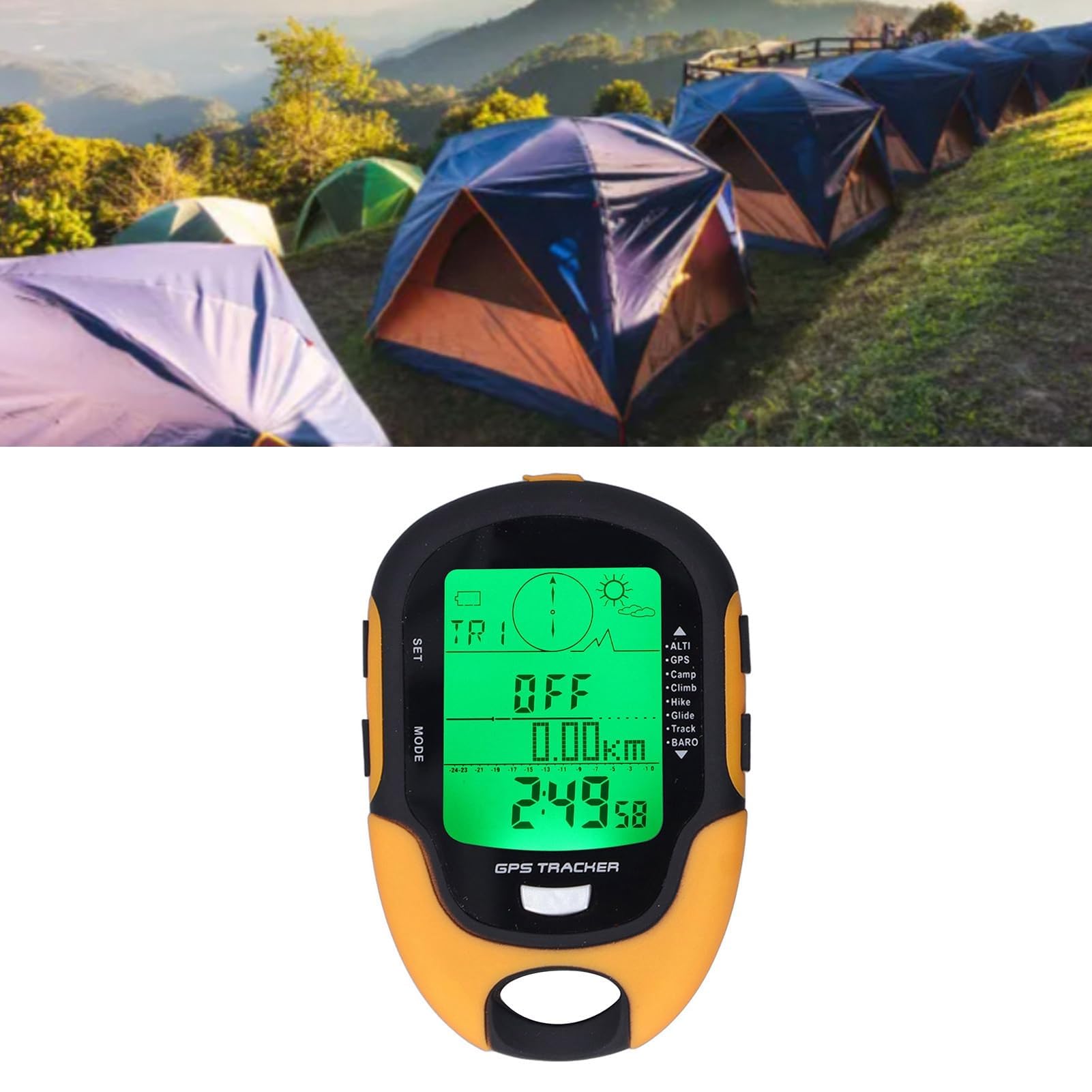 HERCHR Altímetro Digital, medidor Multifuncional GPS, termómetro de Mano portátil, higrómetro, brújula Digital a Prueba de Agua para Coche, Senderismo, Camping