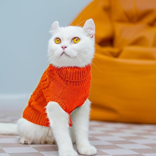 Miniatura 6 de PUPTECK Abrigo de invierno para gatos, ropa de punto suave y cálida para clima frío, ropa de punto para gatitos y perros pequeños en interiores y