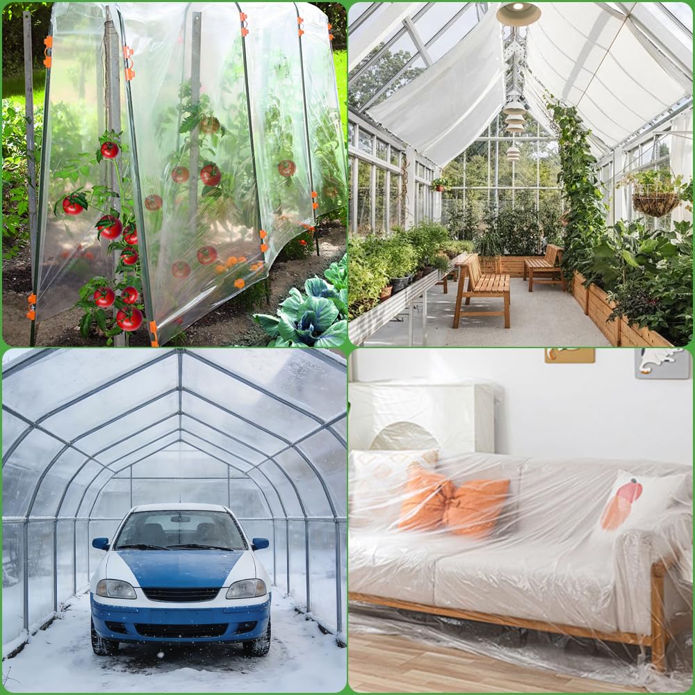 Telo Protettivo per Serra,Copertura in Plastica della Serra,Trasparente,Contro Raggi UV per progetti Industriali,Protezione delle Piante da Giardino (3 x 10m)