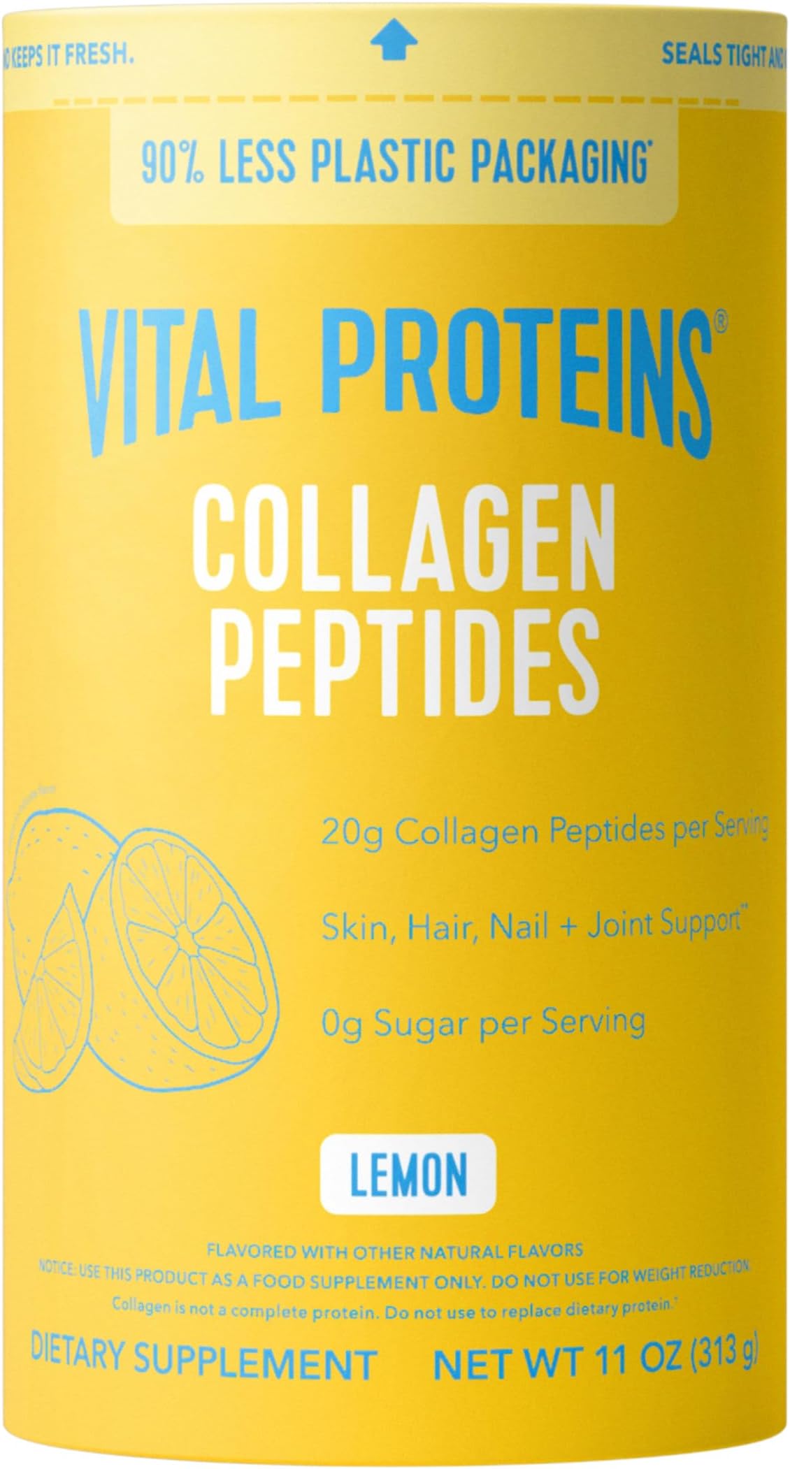 Collagen Peptides Powder, Promotes Hair, Nail, Skin, Bone and Joint Health, Lemon 11 Ounce