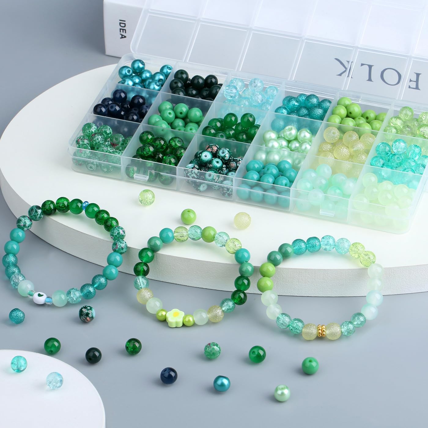 DUQGUHO 8mm Green Beads for Jewelry Making Green Glass Beads for Bracelets, Necklaces & DIY Crafts 360PCS - Image 3