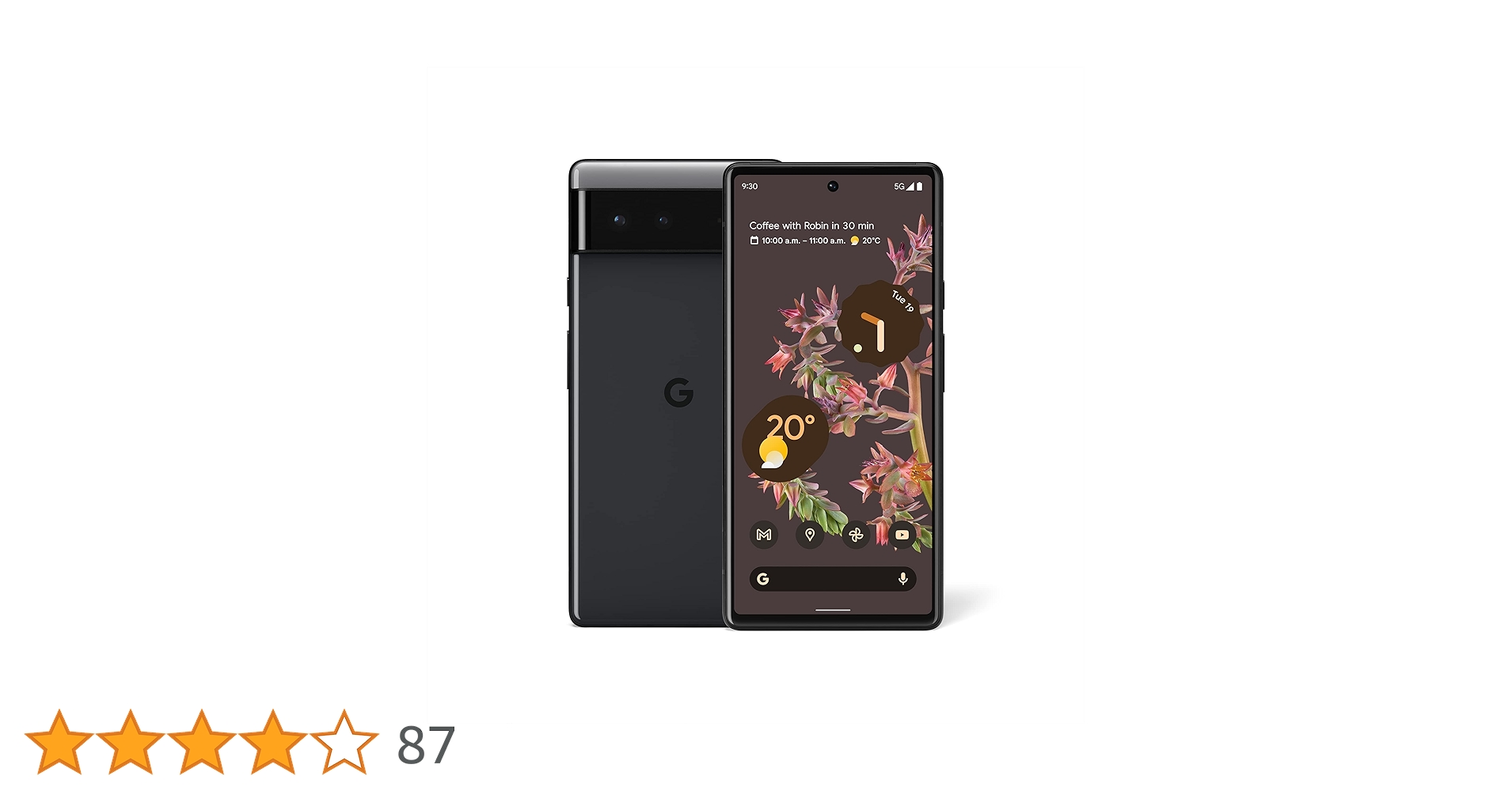 Google Pixel 6 (5G) 128GB Unlocked - Stormy Black (Renewed