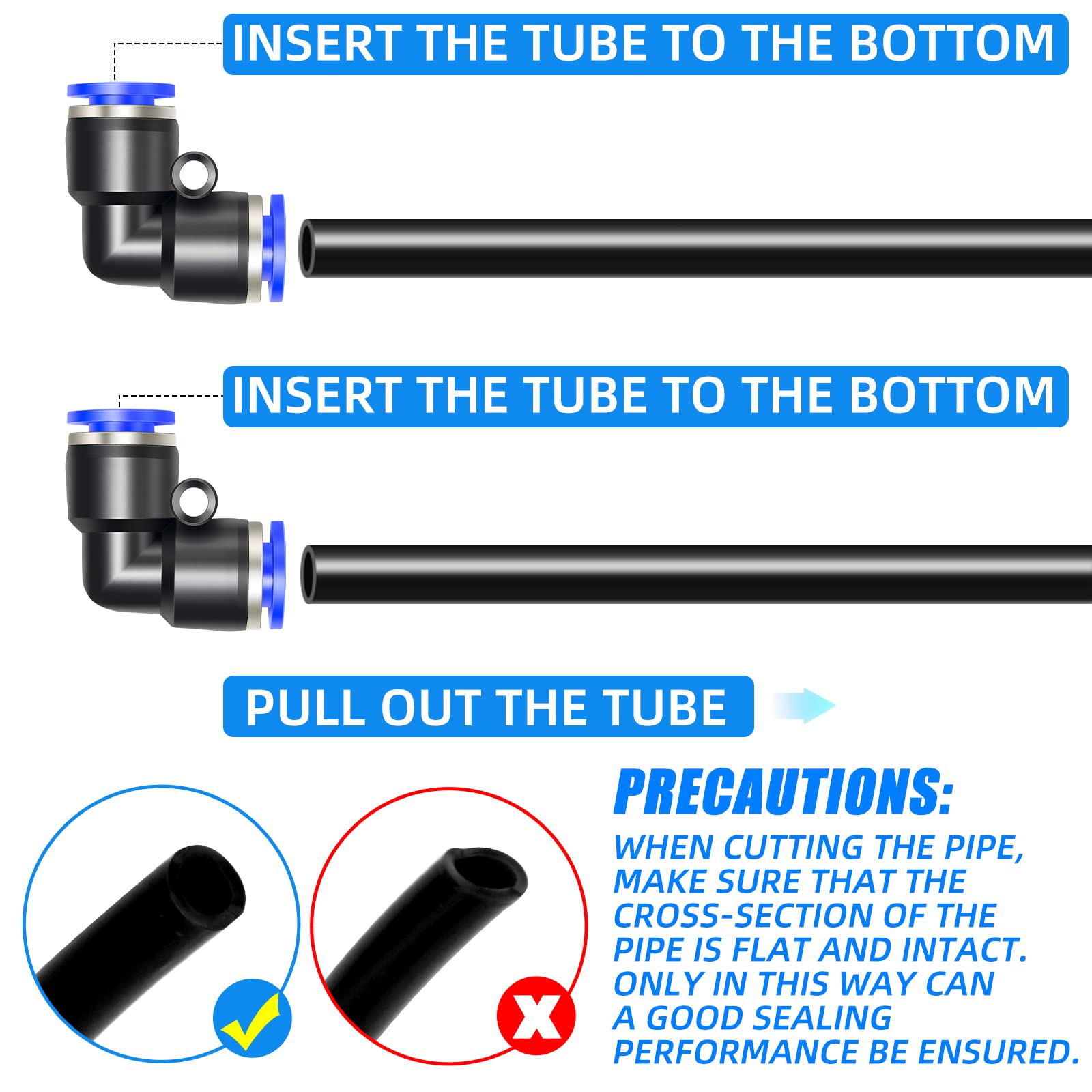 Codo 6mm Tubo OD Empujar Conectar Neumáticos Accesorios Bloqueo PV6