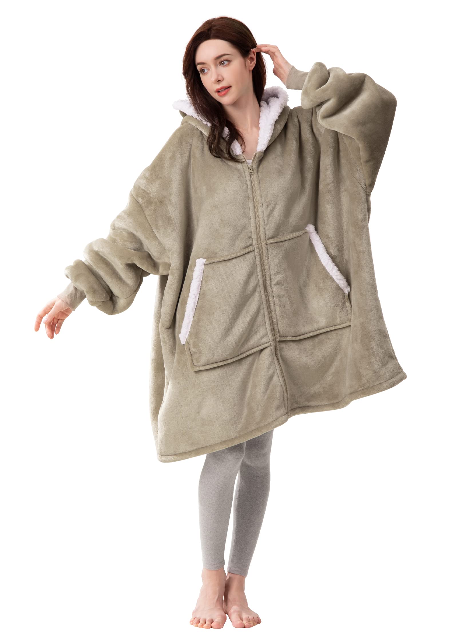 Amazon.com: Dreamcountry Wearable Hoodie Blanket Oversized Sweatshirt for  Adult and Child, Large Pocket Super Warm and Cozy Blanket Hoodie for Women  and Men, Fleece Blanket with Comfy Sleeves, Latte : Home u0026