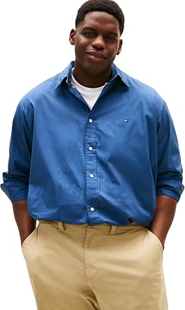 Tommy Hilfiger Men's Bt - Flex Poplin Solid Rf Shirt Mw0mw43026 L/S Shirt Pack of 1