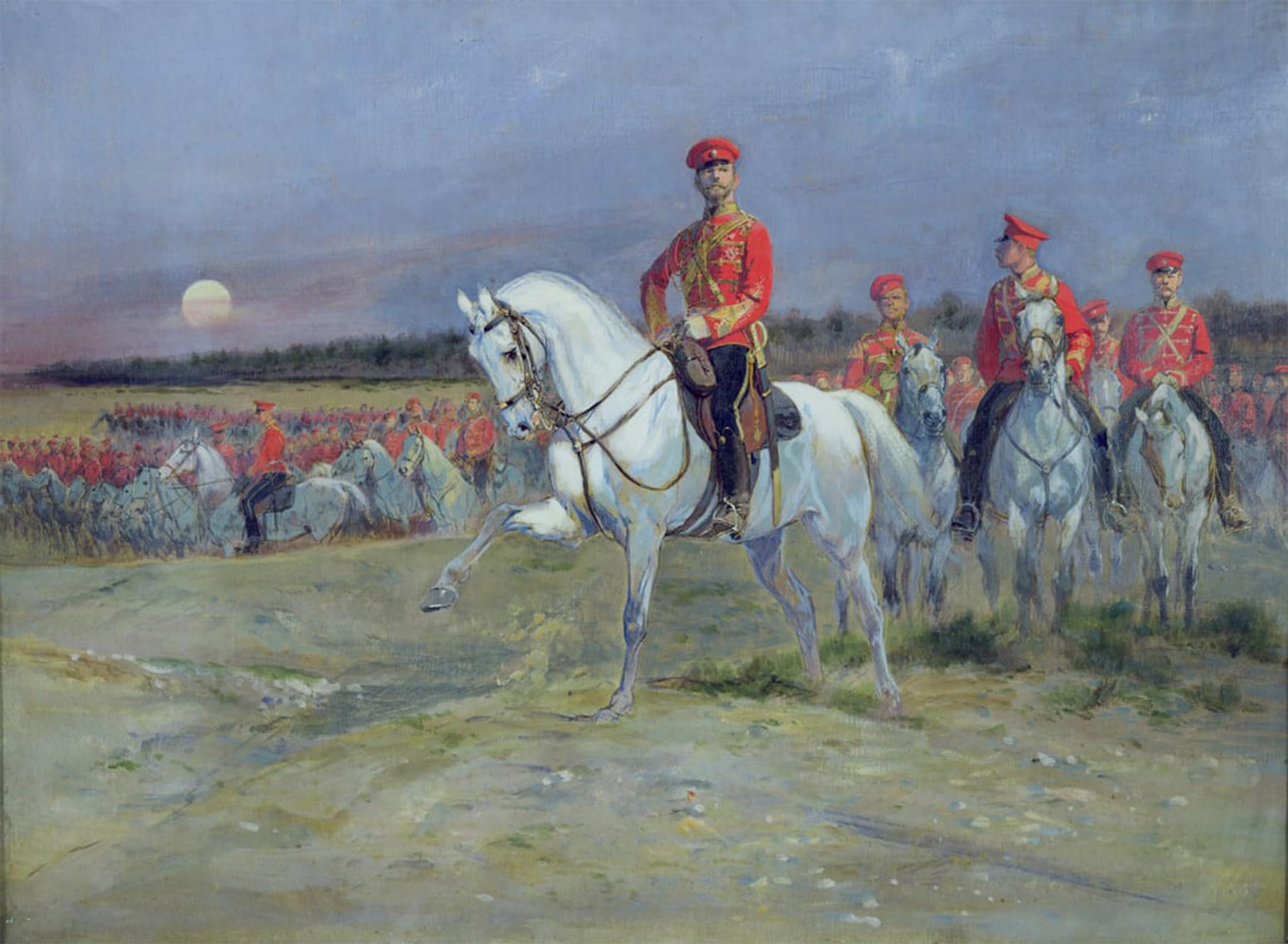 ARTXLXXBN Famous Painting Canvas Artwork Graffiti Print Tsarevich Nicolas Reviewing the Troops by Jean Baptiste Edouard Detaille Portrait Canvas Image for Home Decor 60x90cm