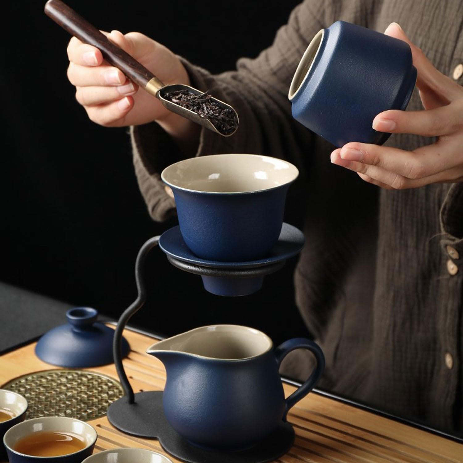 Service à thé, Service à thé pour Adultes, Service à thé Japonais, Service à thé Kung Fu pour Bureau Paresseux, Service à thé en céramique à Infusion Automatique