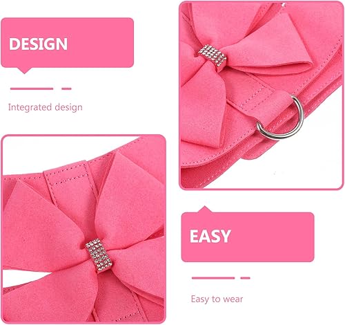 Miniatura 4 de POPETPOP Juego de arnés y correa de microfibra rosa para perro, XL, ajustable, sin tirones, a prueba de escape, diseño integrado, cómodo, para