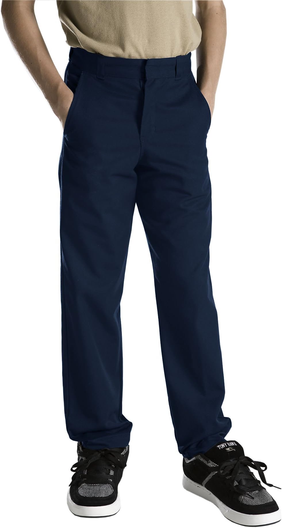 Boy's Flexwaist Flat Front Straight Leg School Uniform Pants – Adjustable Uniform Trousers for Schoolwear