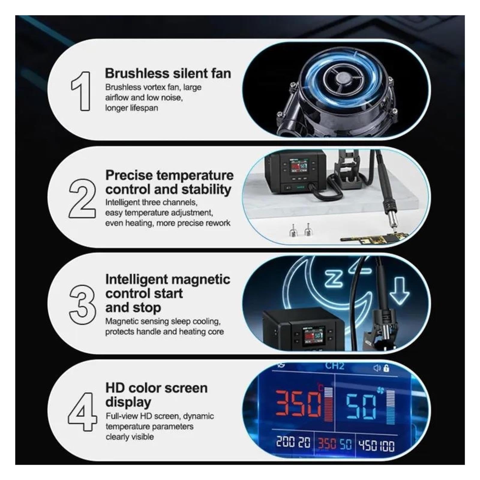 K8 Pro 1000W Station de Reprise d'air Chaud Haute Puissance contrôle numérique de la température