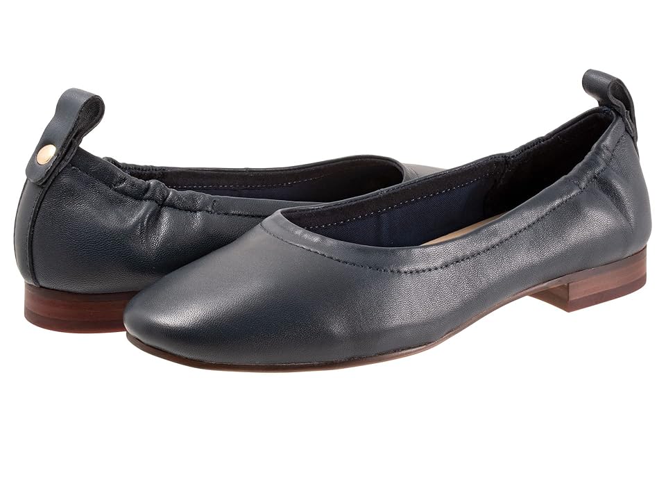 Trotters Gia (Navy) Women's Flat Shoes INTERNATIONAL SHIPPING