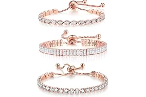 Elegant 3-Piece Adjustable Tennis Bracelets in Rose Gold