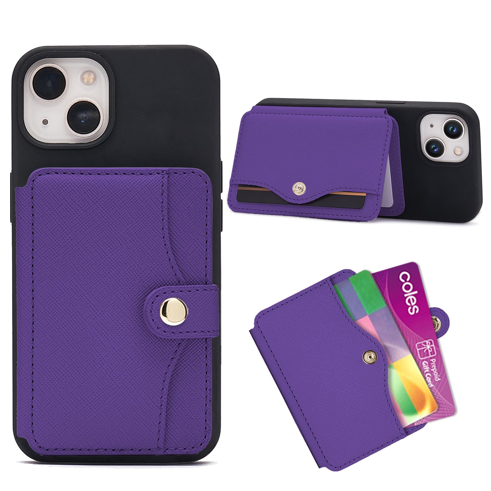 M-Plateau Phone Wallet Stick on for Cases, Sticky Wallet for Back of Phone | Small Wallet for Women, Kickstand Design Credit Card Holder with Sticky
