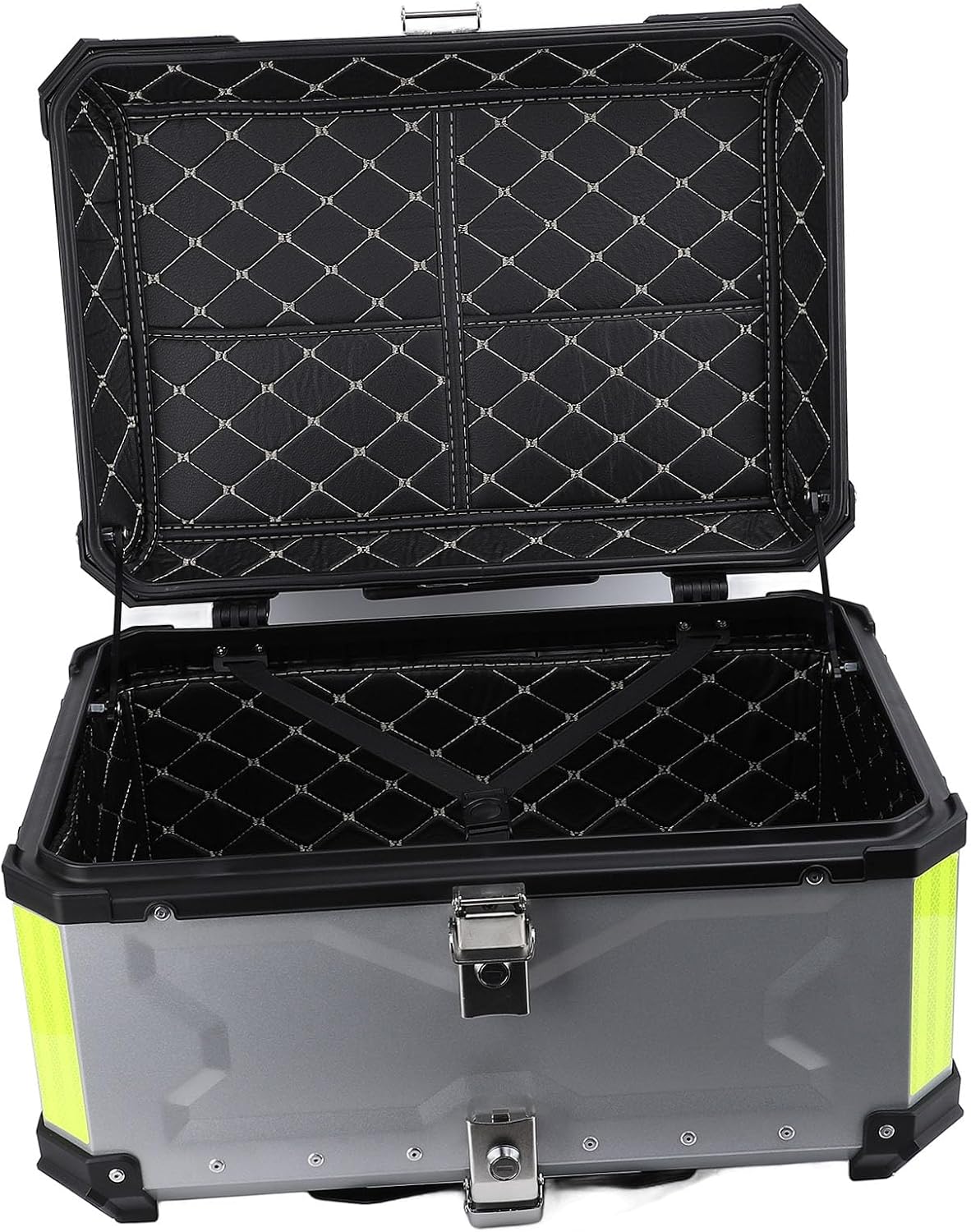 Ymiko 65L Top Box with Lock, Aluminum Trunk with Reflective Strips for Helmet & Storage Rear Luggage Carrier for Scooter and Bike Travel (Silver)