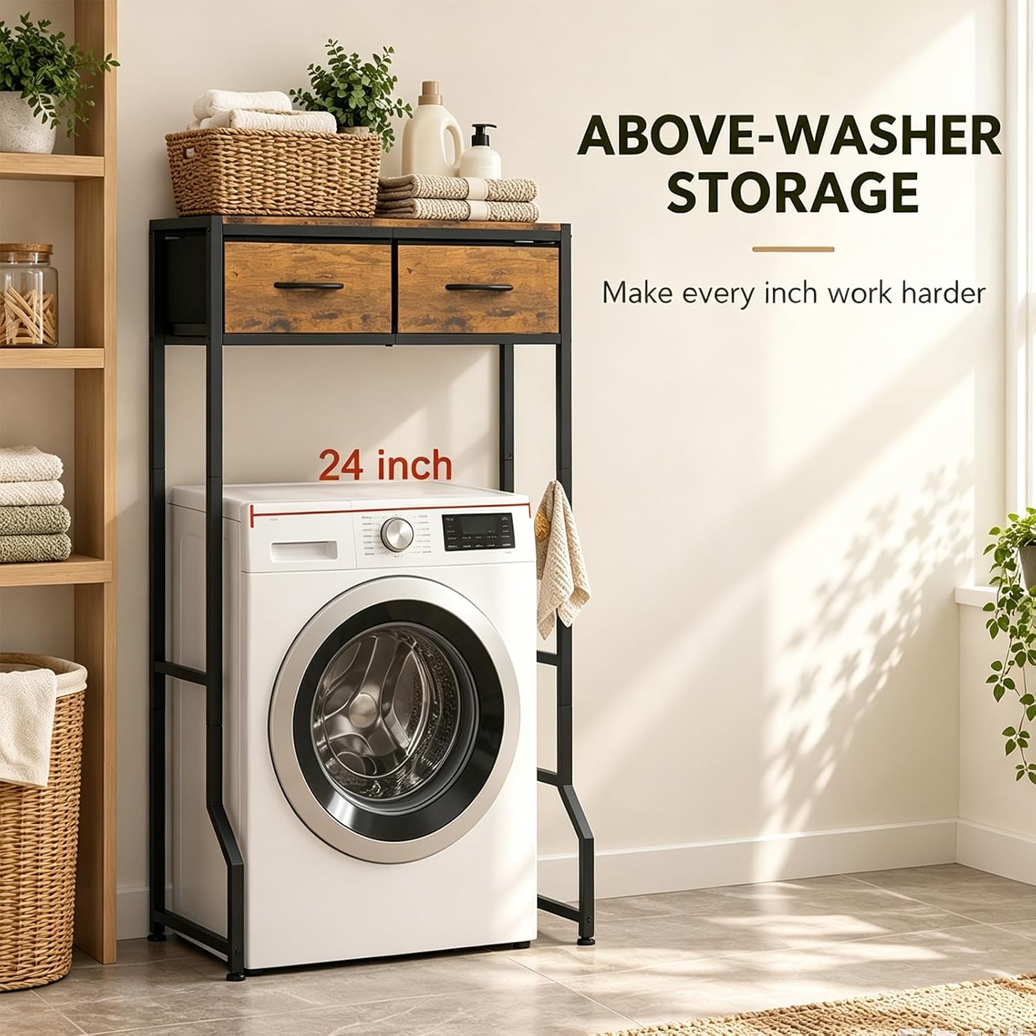 ETELI Over The Toilet Storage Cabinet with 2 Drawers Over The Toilet Shelf