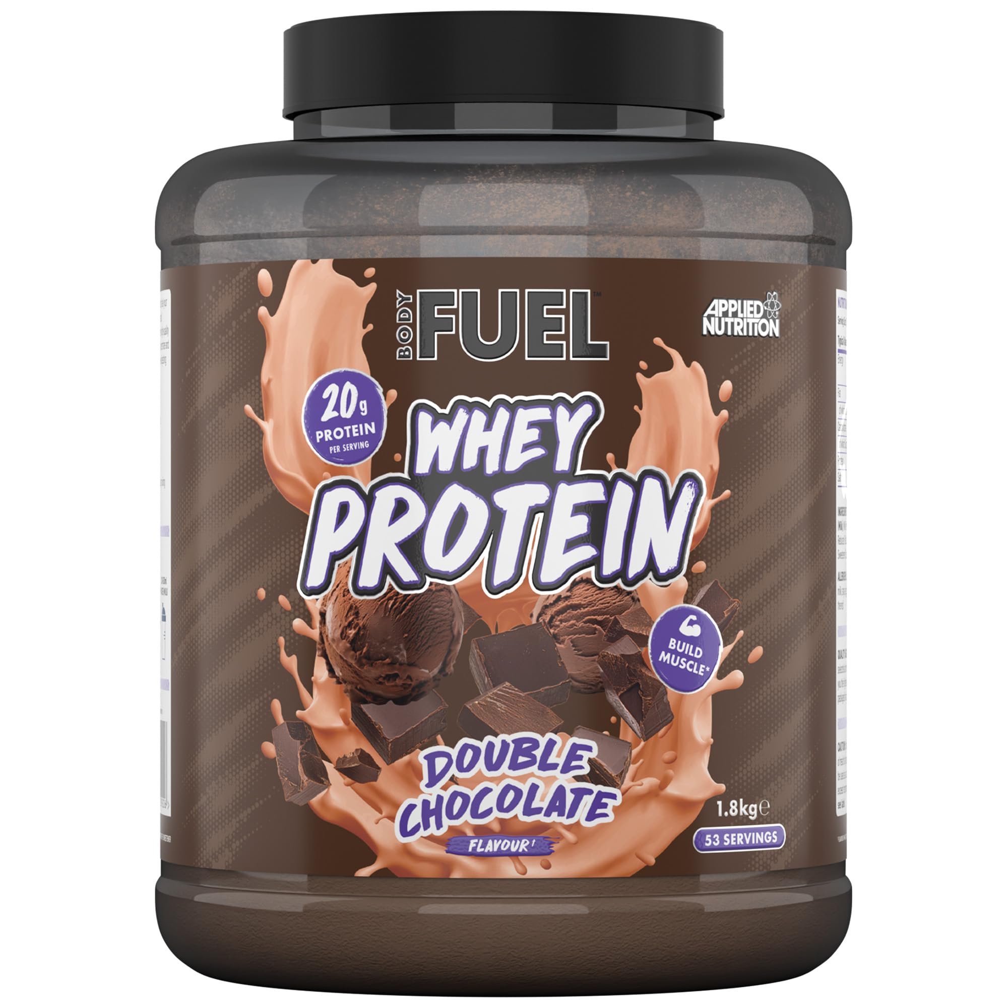 Bodyfuel Whey Protein Powder - 20g Protein for Muscle Recovery & Weight Management - Low-Calorie, Keto-Friendly - (1.8kg - 53 Servings) (Double Chocolate)