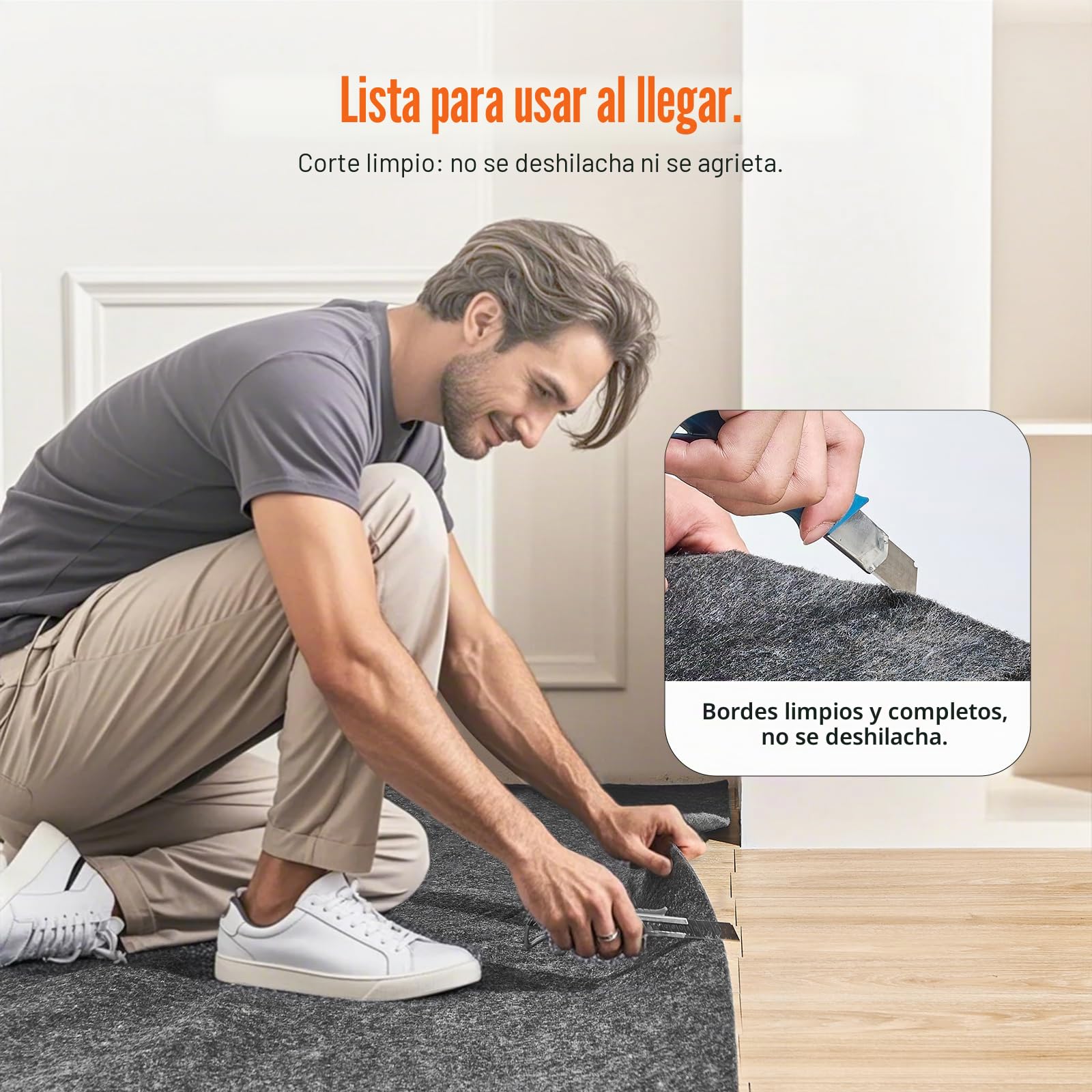 VEVOR Cojín para Alfombra Cojín Protector de Suelo, 275 x 366 cm 12 mm de Espesor, Fieltro de Poliéster, Gris, Área de Cobertura de 10-11 ㎡ Protección del Suelo Cómodo para Dormitorio, Sala de Estar