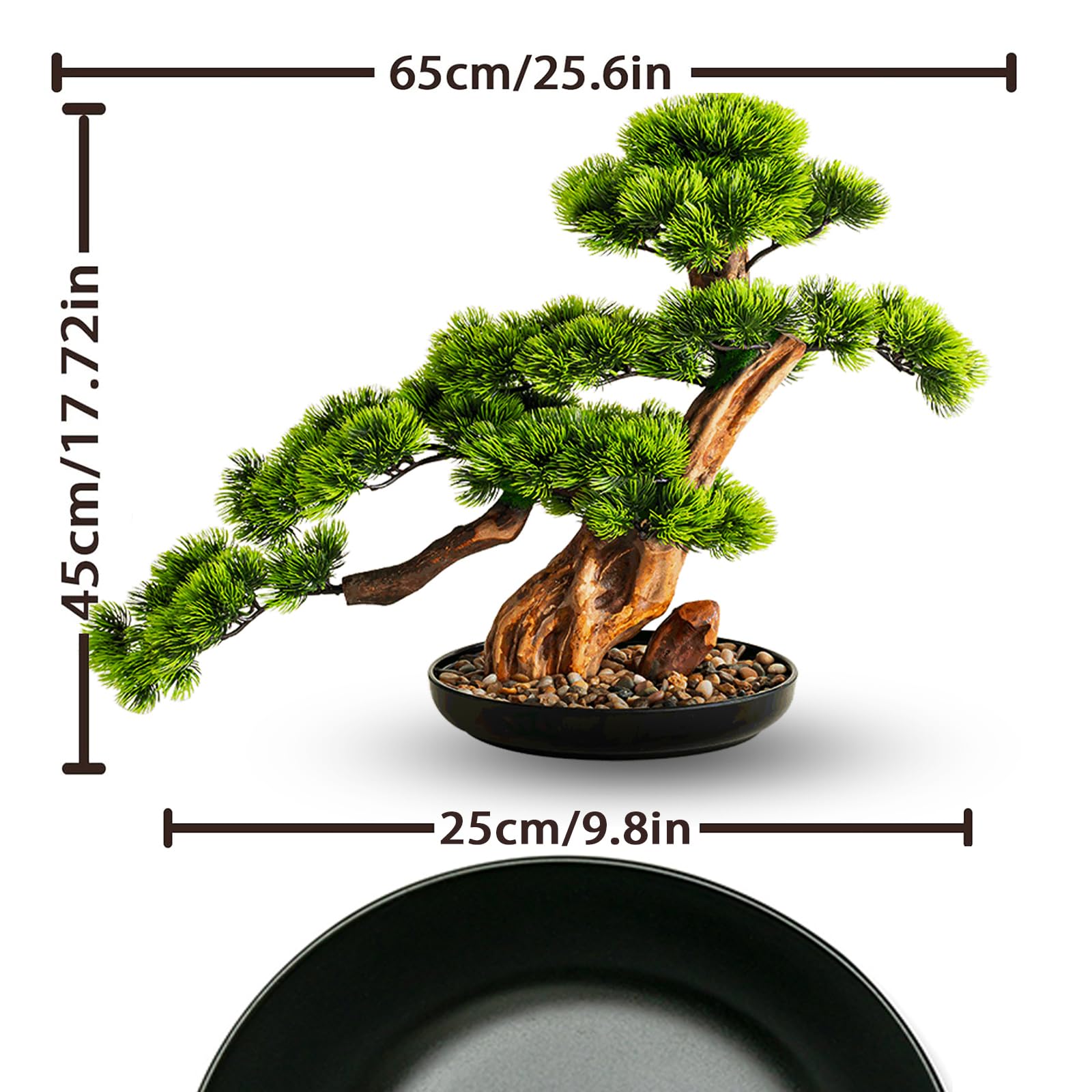 Künstliche Kiefer Bonsai Gefälschte Baum 17in Künstliche Willkommen Kiefer Bonsai, Japanische Zen Simulation Bäume Mit Kunststoff Topf, Gefälschte Immergrüne Bonsai Pflanze Dekoration