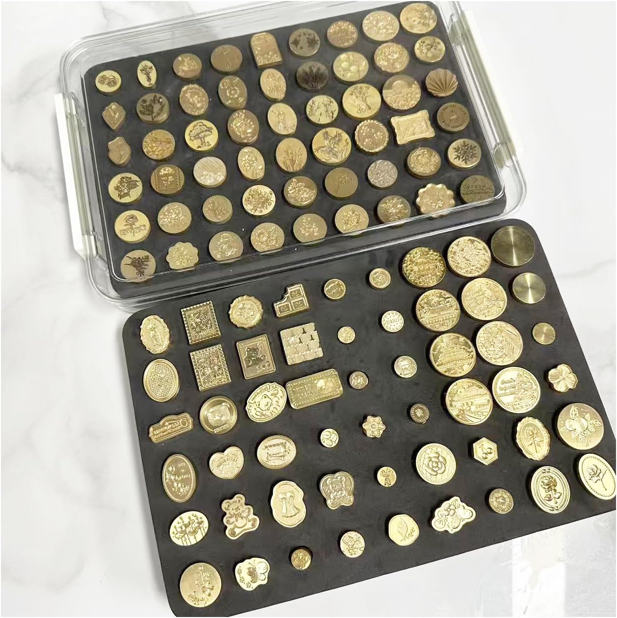 Wax Seal Storage Organizer Box Transparent holds up to 54 stamps (small box 1 pad)
