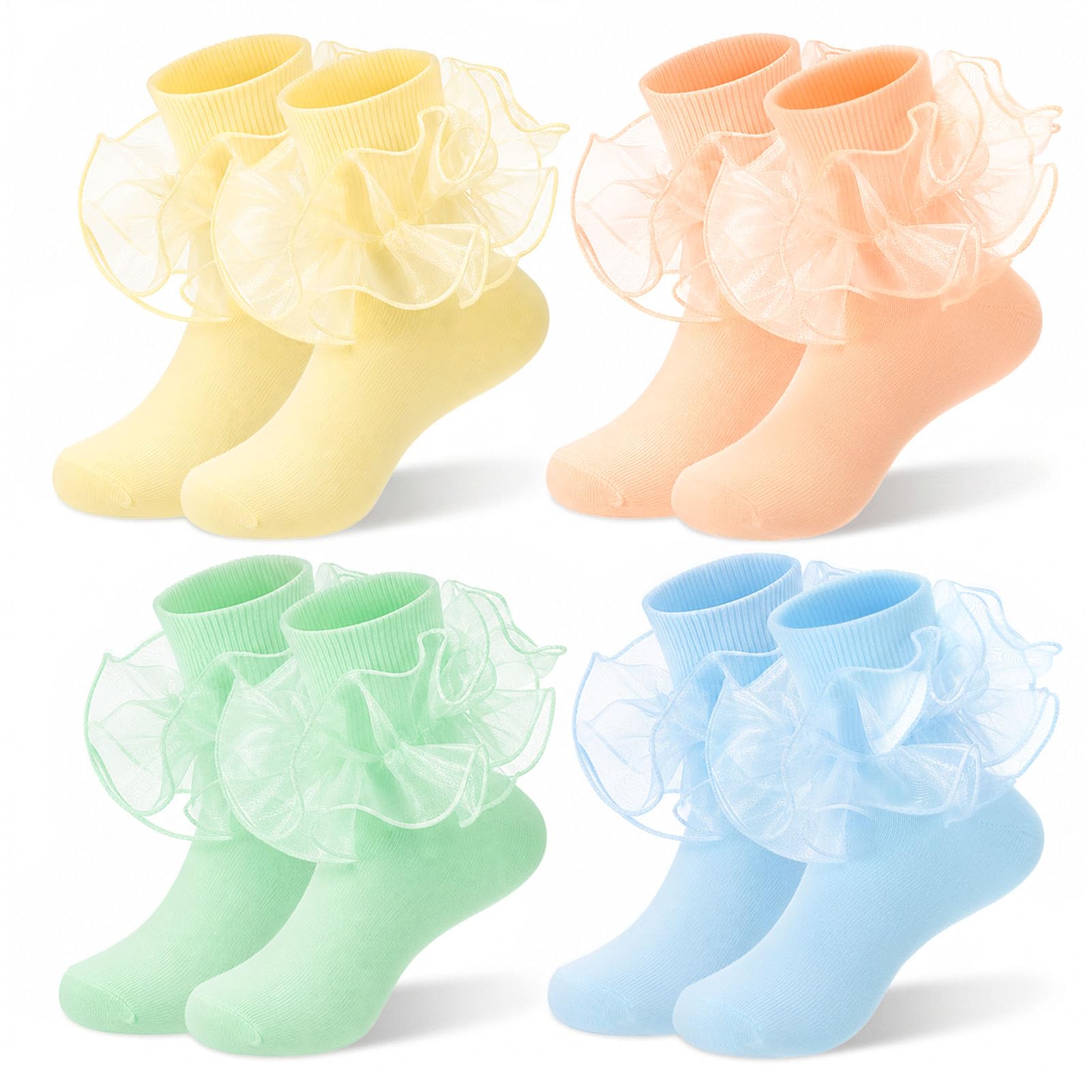 Jspupifip Girls Big Ruffle Socks Soft Cute Classic Toddler