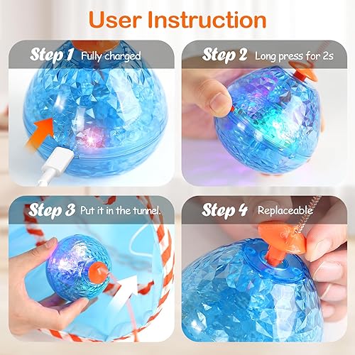 Miniatura 5 de Migipaws Juguetes para gatos, juguete interactivo para gatos de interior, proyecto de sombra móvil mejorada de plumas de mariposa en túnel de gato,