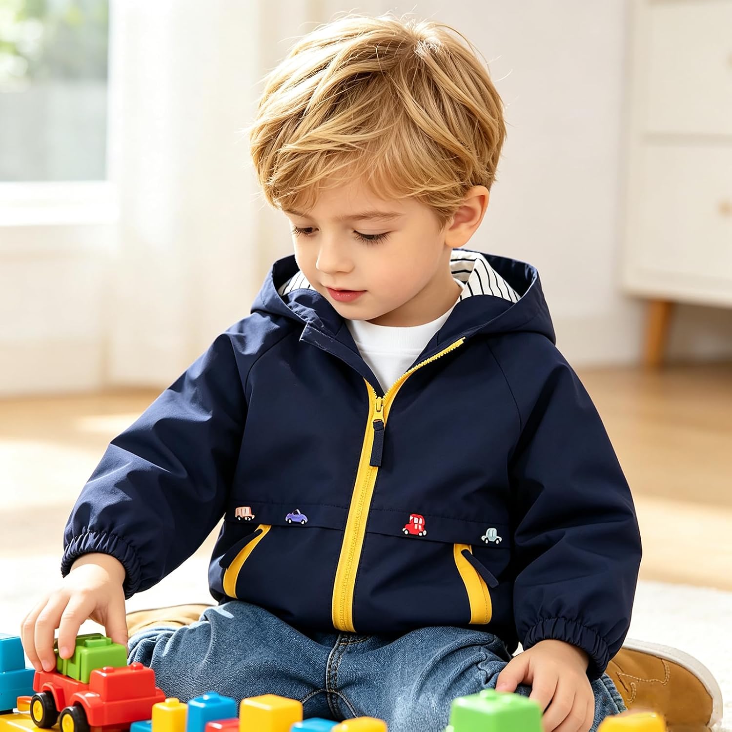 Toddler Boys Windbreaker Outerwear Baby Lightweight Hooded Zip Jackets Casual Coat