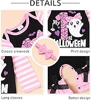 Vista 4 de TUEMOS Body de Halloween para bebé niña con diadema, primer conjunto de ropa de Halloween