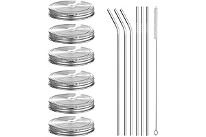 6-Pack Straw Lid Wide Mouth for Ball & Kerr Mason Jars