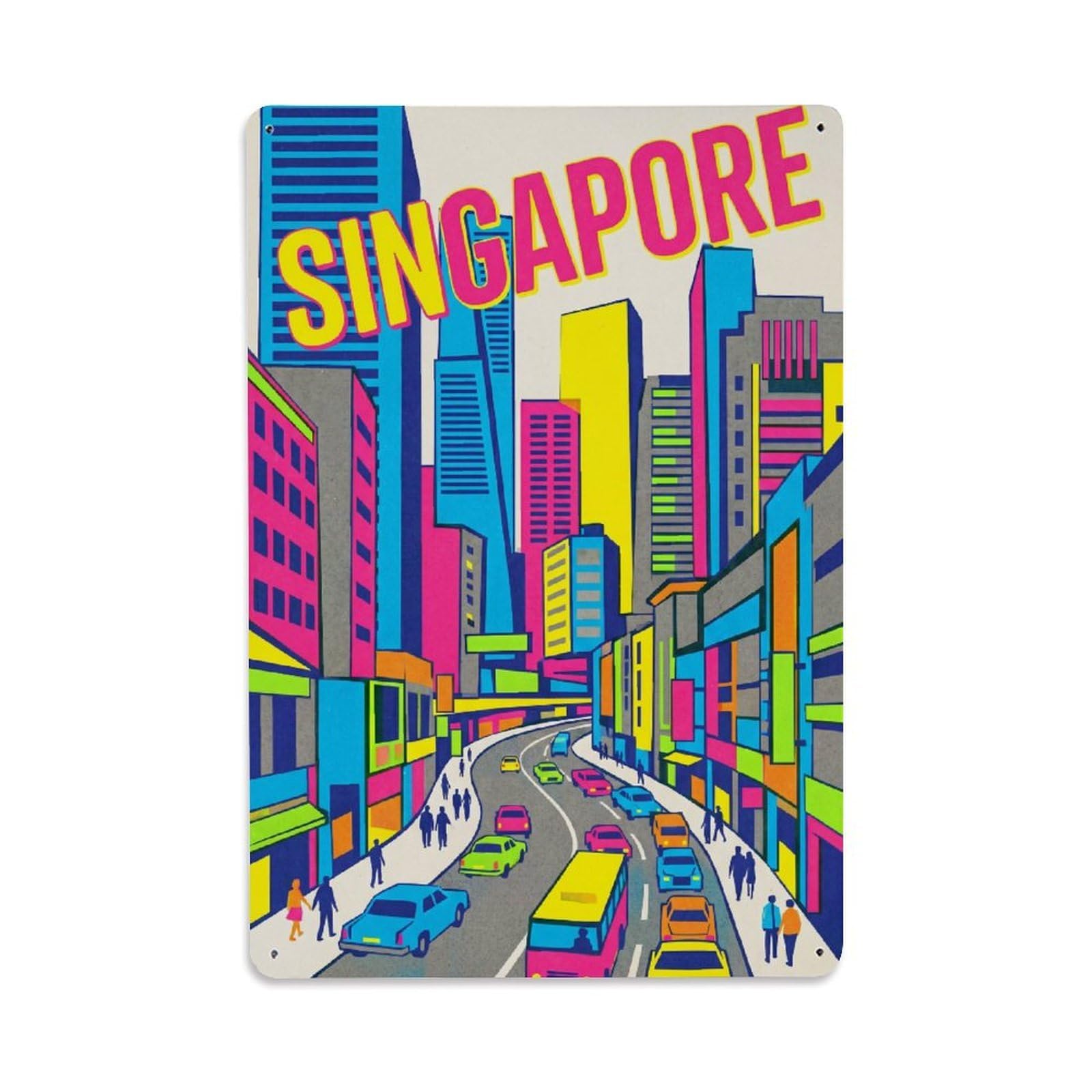 Huiyhb 8X12inch(20X30cm) Vintage Travel Singapore Metropolis Metal Tin Sign