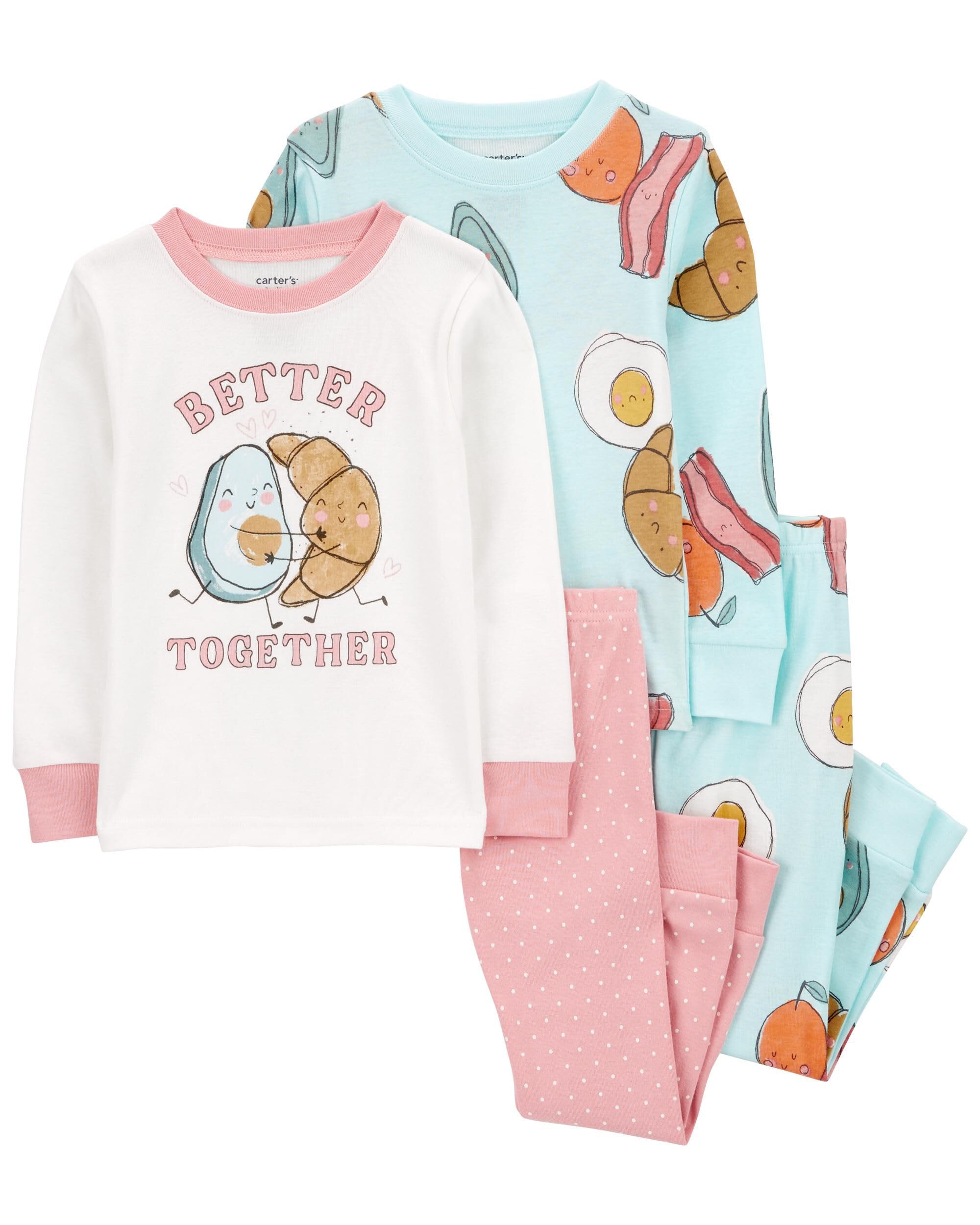 Carter's - Conjunto de pijama de algodón de 4 piezas para niñas pequeñas y bebés