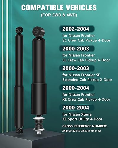 Miniatura 3 de AUTOMUTO 4 puntales de choque de gas delantero y trasero para Nissan se adapta a 2000-2004, Frontier, Xterra