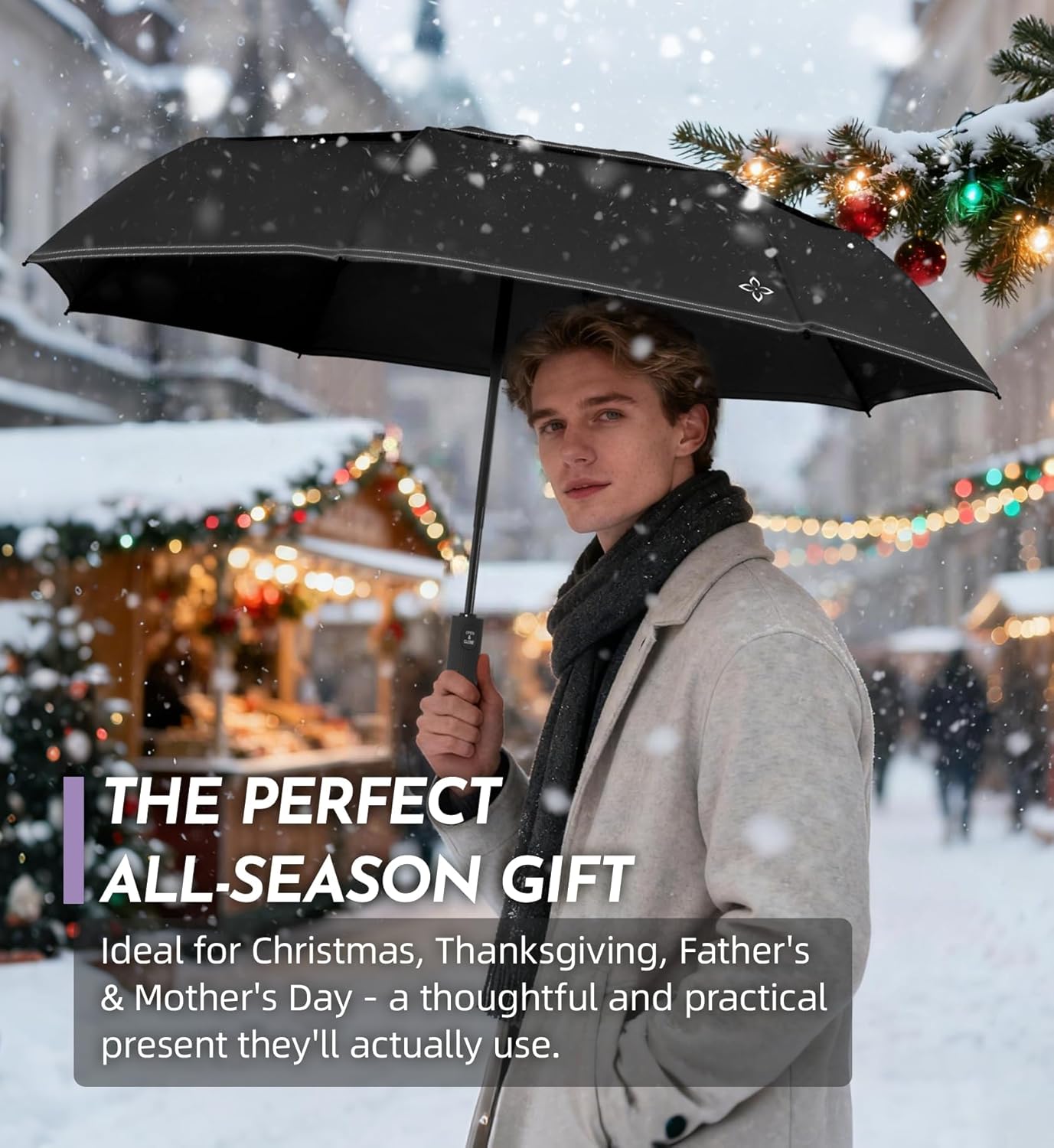 Compact Travel Windproof Umbrella, Vented 43" Auto open/close Folding Quick Dry Umbrellas for Rain, Portable Small for Backpack Car, Thoughtful Gift for Women Men Kids, TSA Approved - Image 2