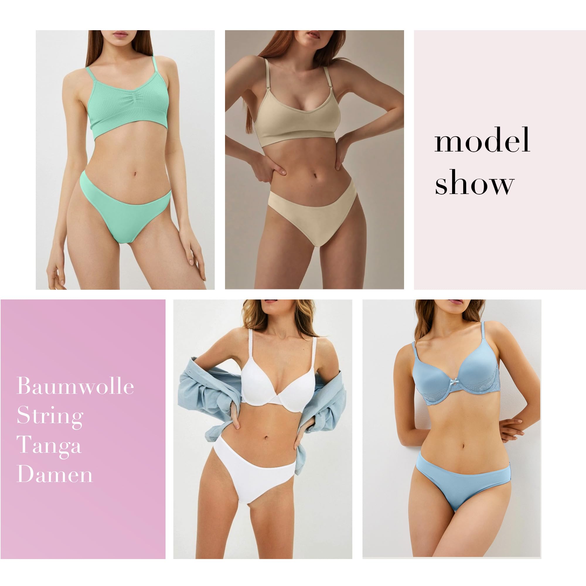 Desanlapi String Tanga Damen Baumwolle Slips Unterwäsche Frauen Unterhosen Thong Panties 6er Pack Women Underwear Baumwoll Atmungsaktiv Weich Bequem Sexy S - XL