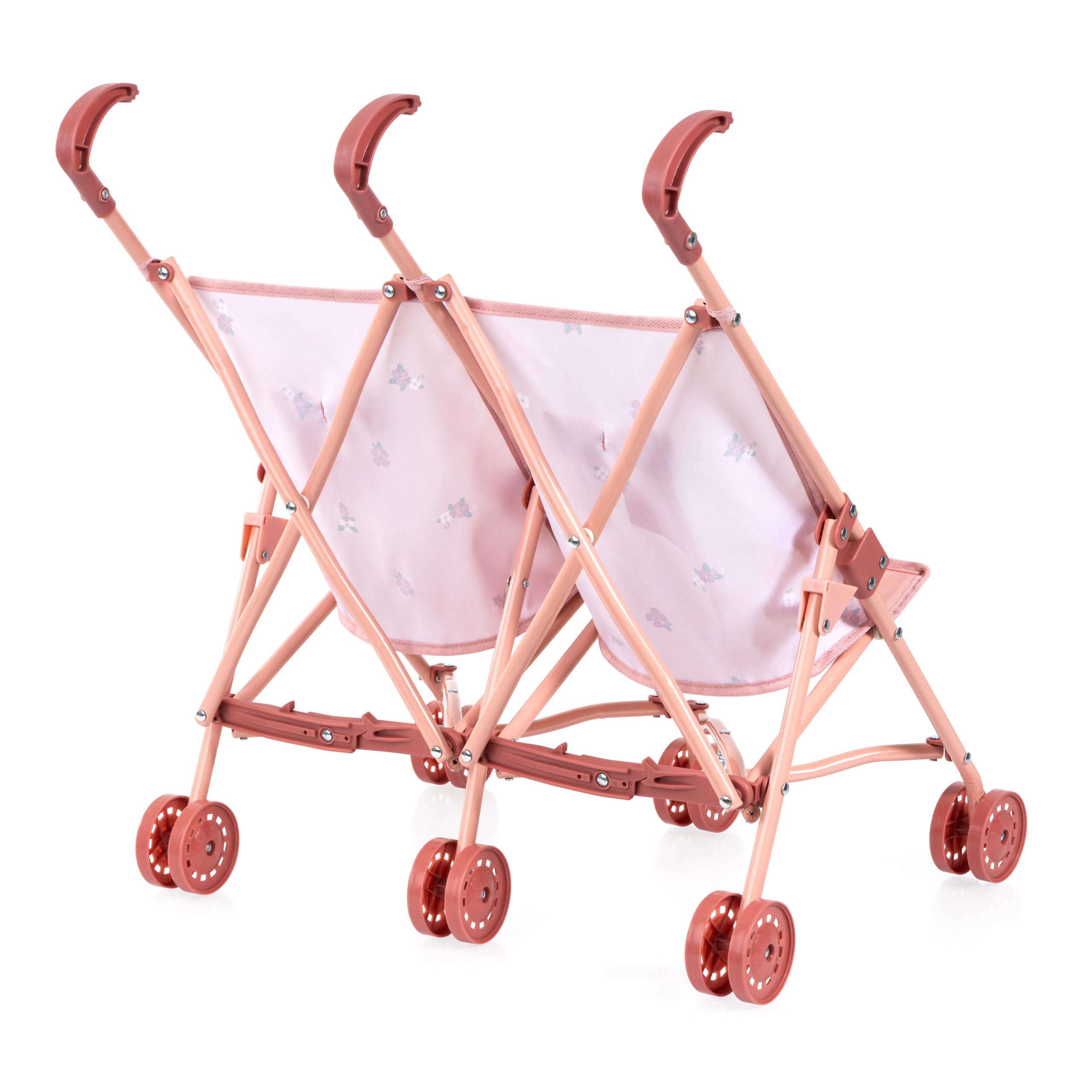 Bayer Design 30726AA Zwillingspuppenbuggy, Puppenwagen faltbar, Doppelräder, aus Metall, für Puppen bis 46 cm