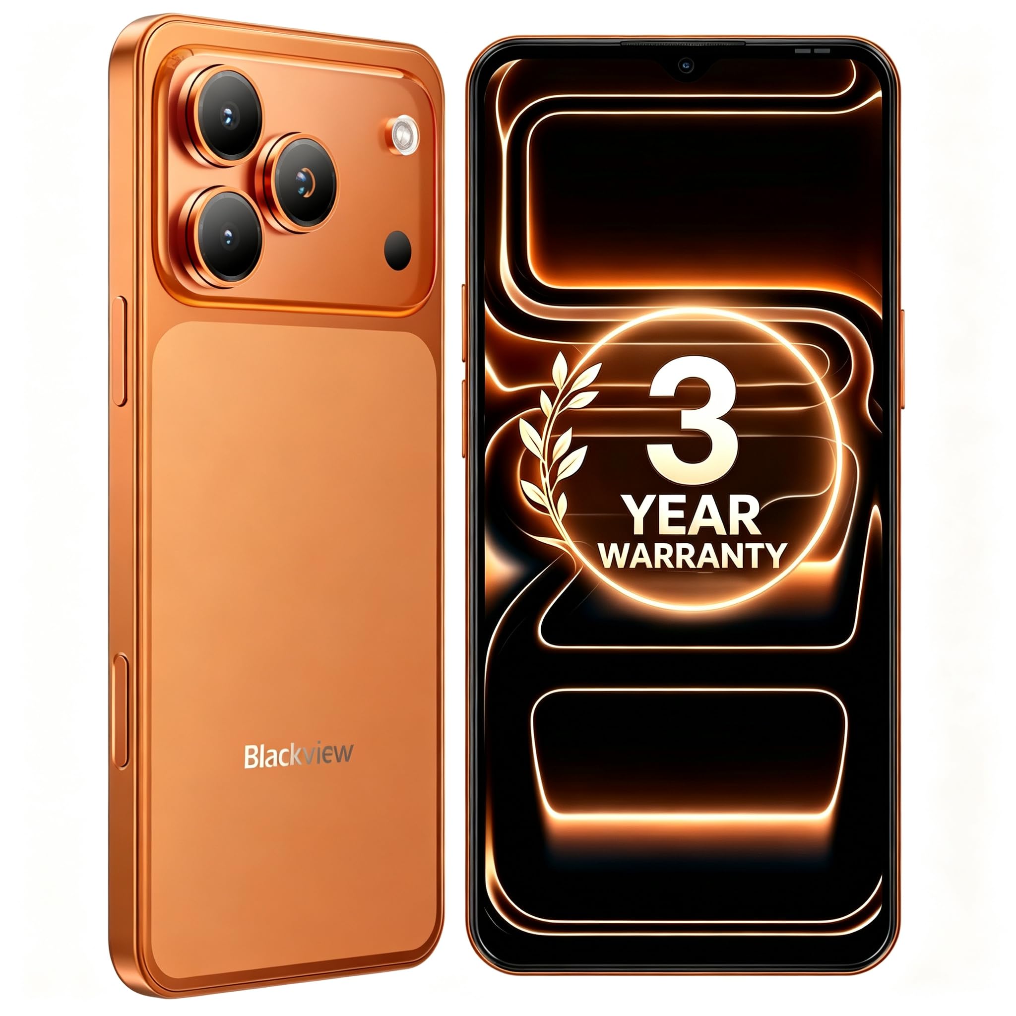 Blackview Wave 7C Unlocked Cell Phone, Smartphones for T-Mobile, Orange | Android 16, 6.56 inch, 16GB + 64GB, 1TB Expandable, 32MP+13MP, Dual SIM, Face ID, GPS, OTG, 3-Year Warranty