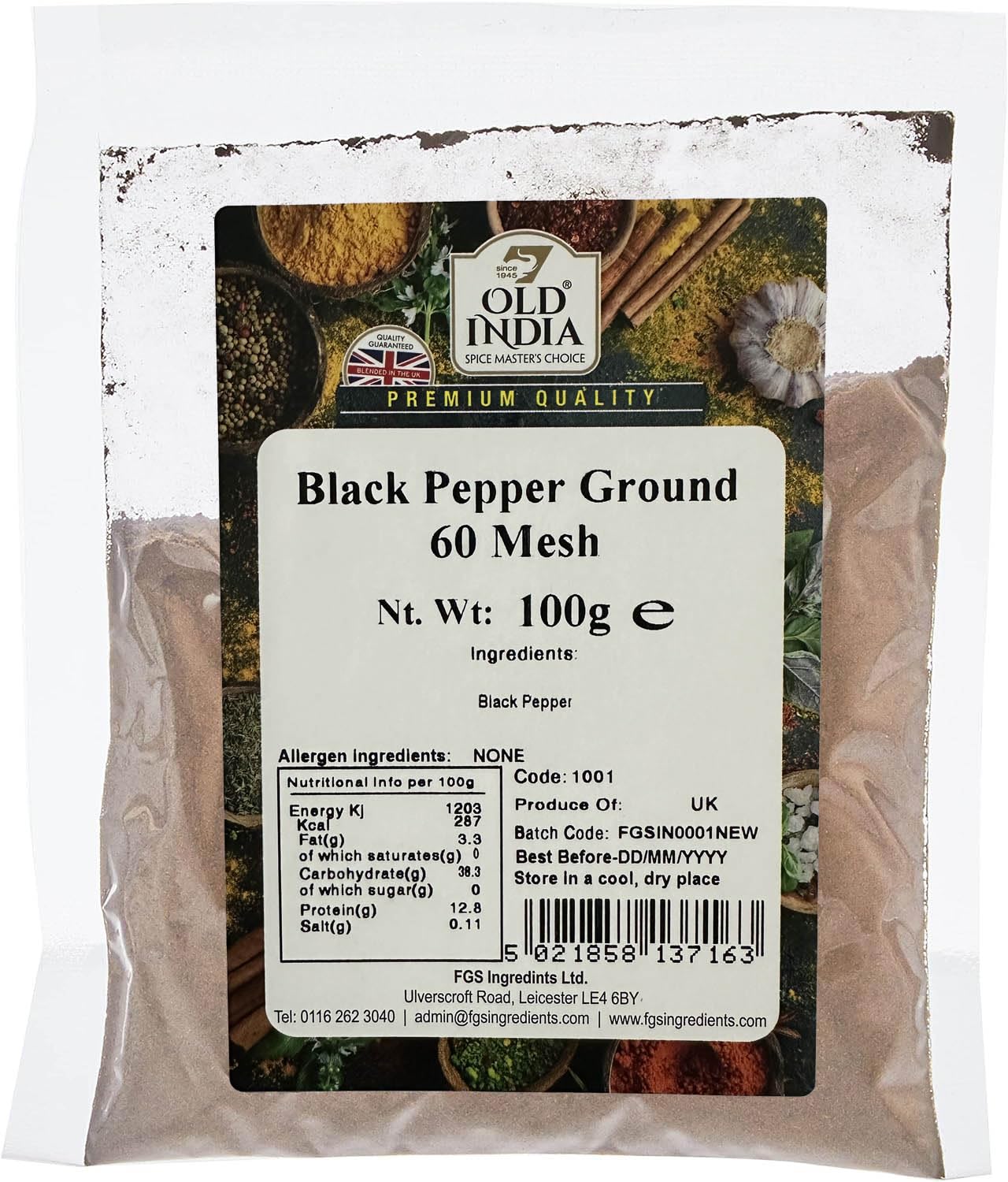 Old India Black Pepper Ground 60 Mesh 100g