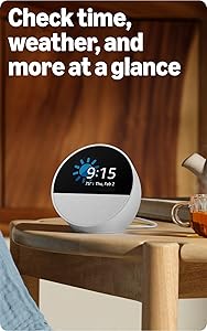 Amazon Echo Spot, Great for nightstands, offices and kitchens, Smart alarm clock with Alexa, Black