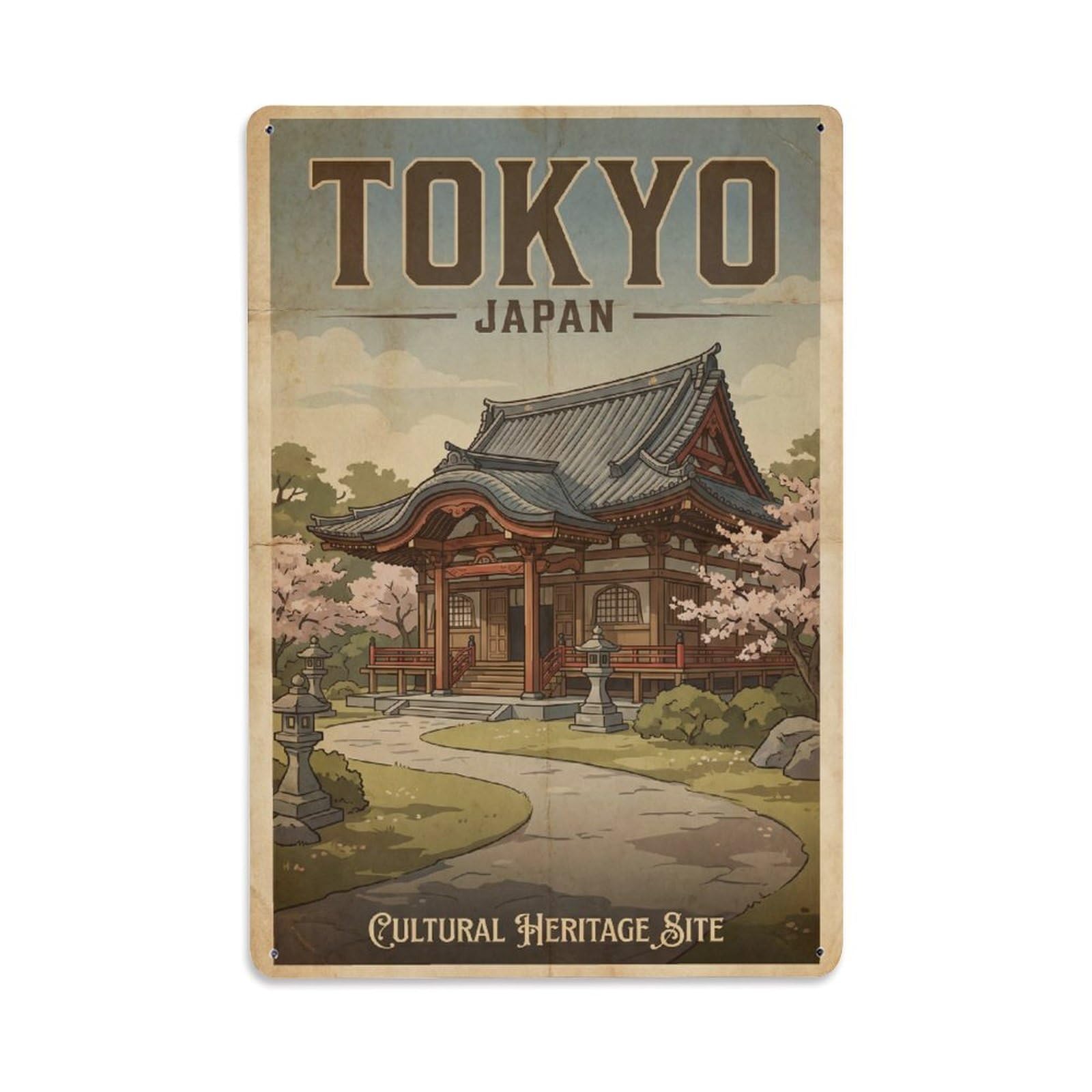 Gead 8X12inch Style Vintage Travel Tokyo Japan Heritage Metal Tin Sign