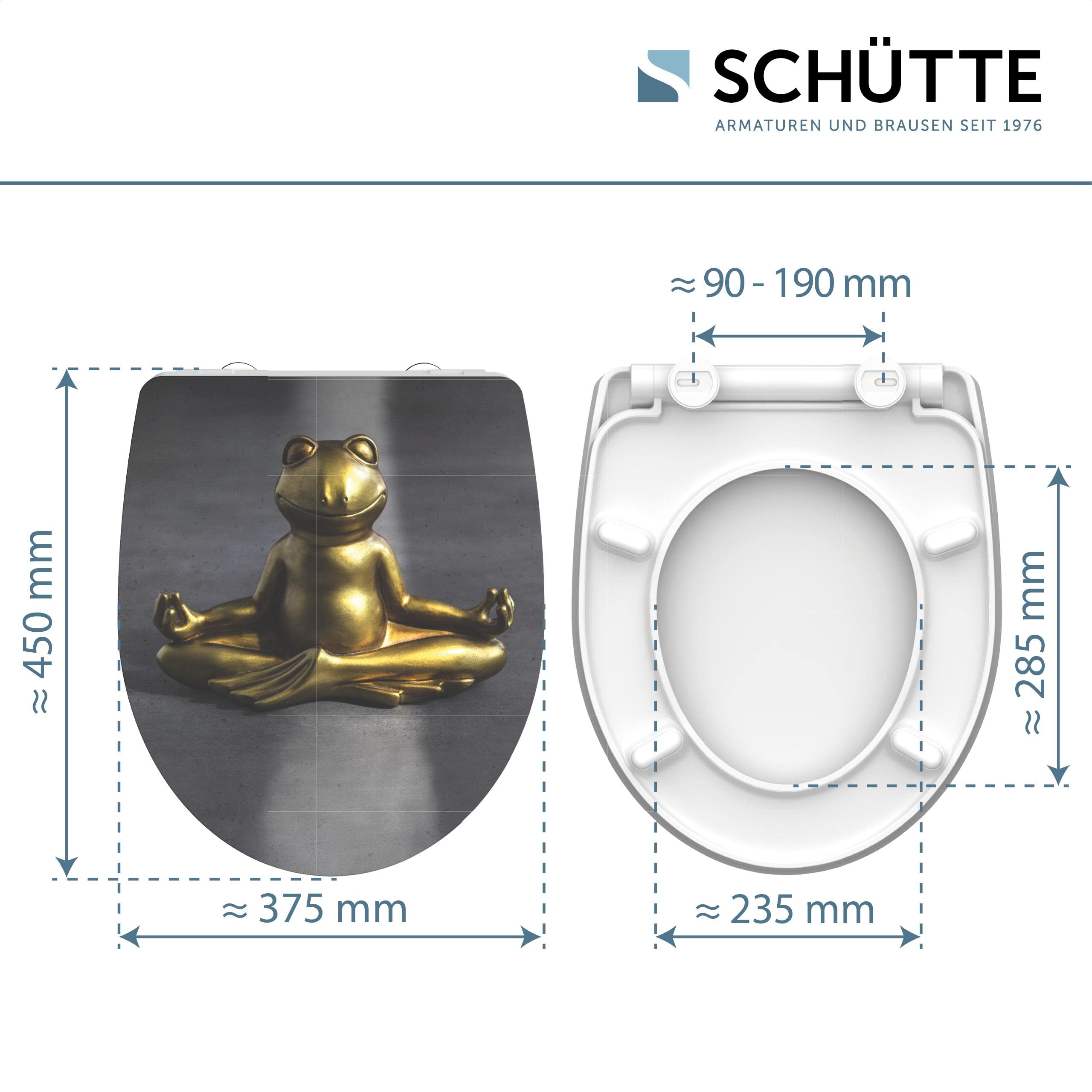 SCHÜTTE 82581 - Sedile WC in Duroplast High Gloss, con abbassamento automatico e chiusura rapida, motivo rana