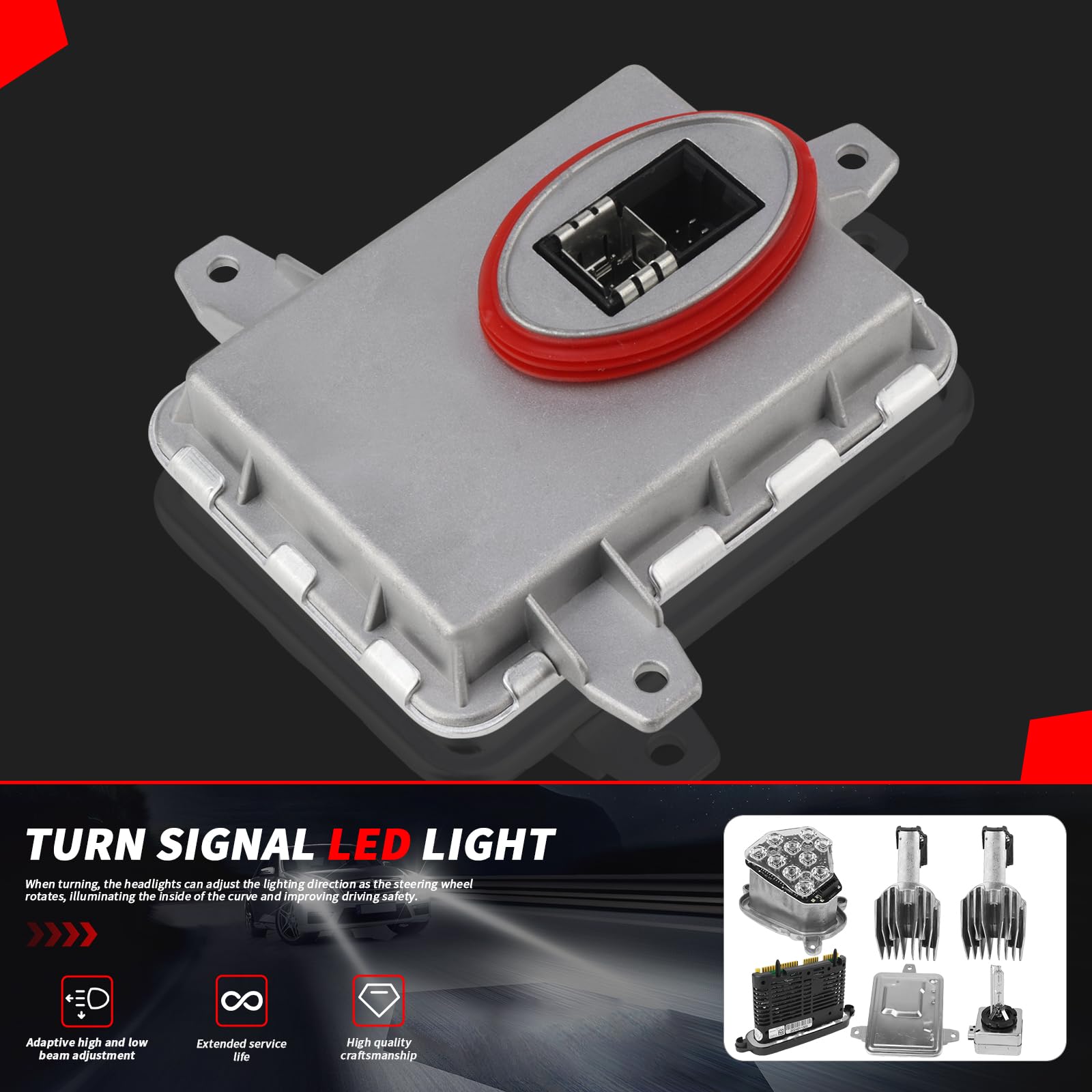 Bomunik Left Turn Signal LED Module Indicator 2009-2016 For BMW 5 Series 520i 525i 528i 530i 535i M5 Replacement numbers# 63117271901,63127262731,6311731621701,63117237647,D1S6000K HID Headlight Bulbs