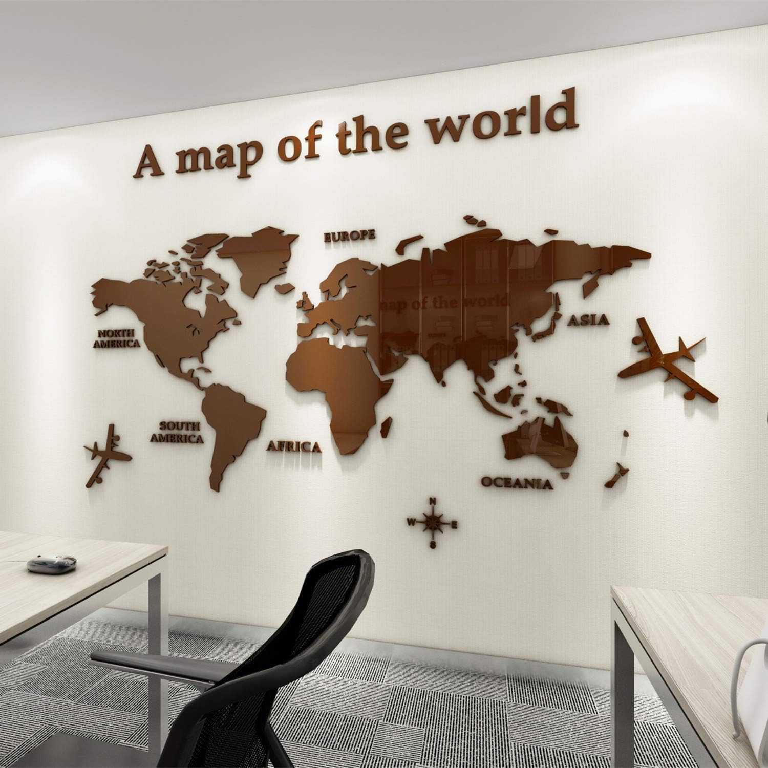 Amazon Com Fanfan Acrylic 3d Wall Stickers World Map Wall Decal For Office Decoration Coffee Large Tools Home Improvement Wall Decals World Map