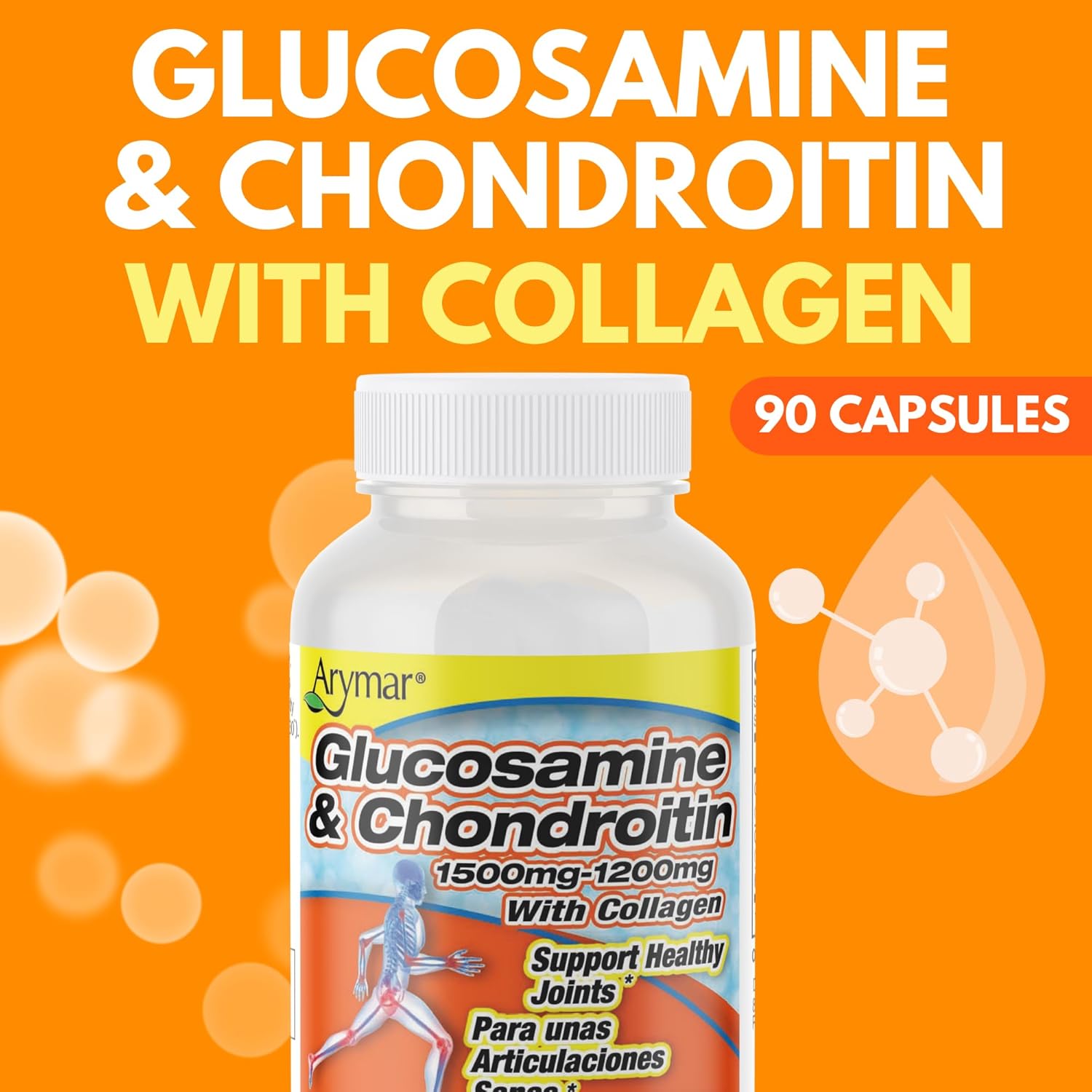 Arymar Glucosamine Chondroitin & Collagen Supplement Joint Support Formula Two Pack