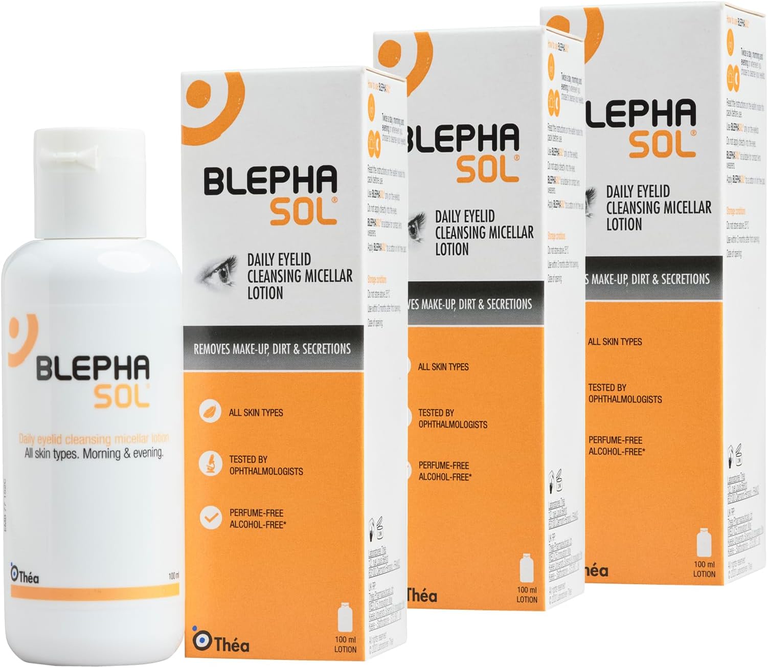 Blephasol Micellar Eyelid Cleansing Lotion | Gentle Removal of Dirt & Makeup | Suitable for Sensitive Skin/Eyelids | Perfume & Alcohol-Free | 3 PACK | 3 x 100 ml Bottle