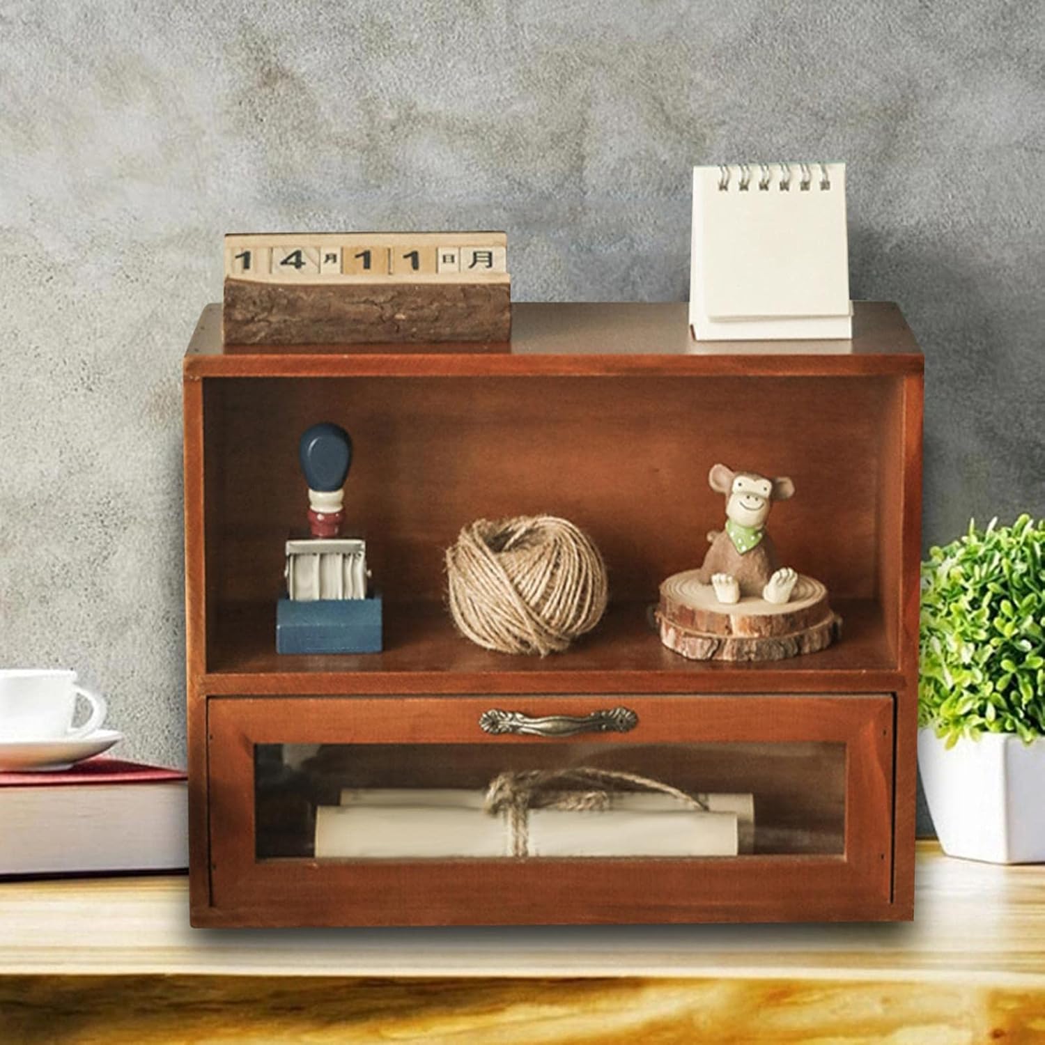 Desktop Storage Cabinet Shelf Multipurpose with Door Organizer Storage Stand