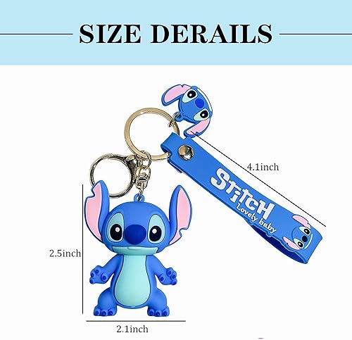 Miniatura 6 de UIHJASO Llaveros de dibujos animados para niñas y niños, llavero kawaii, mochila, llavero, accesorios, pulsera para automóvil, Azul