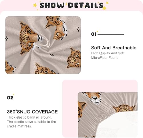 Miniatura 5 de Sábanas para cuna de bebé con estampado de leopardo y jaguar, suaves, transpirables, para recién nacidos, para todas las estaciones, colchón para
