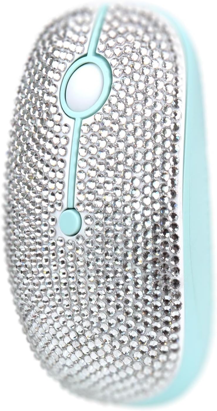 WONGS Bling Dazzling 2.4G Wireless Mouse Covered with Austrian Crystal Diamond Rhinestone for Laptop, Notebook, PC, Computer, MacBook, Great Gift idea for Her - White